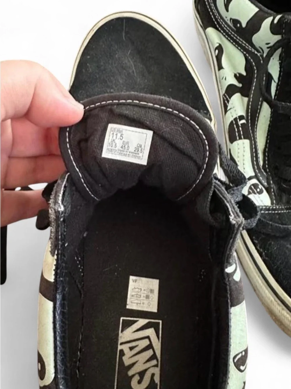 Vans Kids Sneakers in Mint Green & Black Ghost Print